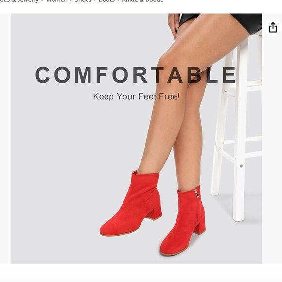 YSOHPM Women's GO GO Boots Suede Low Heel Ankle Booties Chunky Block Heel Boots - Picture 6 of 8